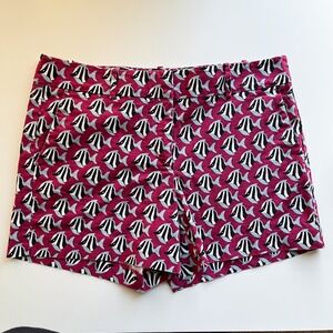 Ann Taylor Factory Tropical Fish Novelty Print Shorts Purple Womens 10